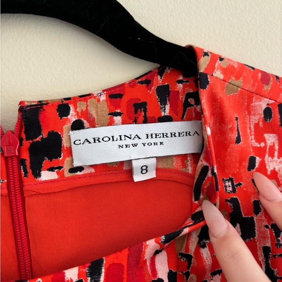 Carolina Herrera Orange Patterned Dress - Picture 3 of 5